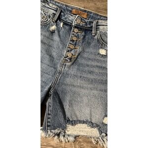 Judy Blue High Waisted Rigid Magic Destroyed ButtonFly Cut-Off Shorts XL (30")